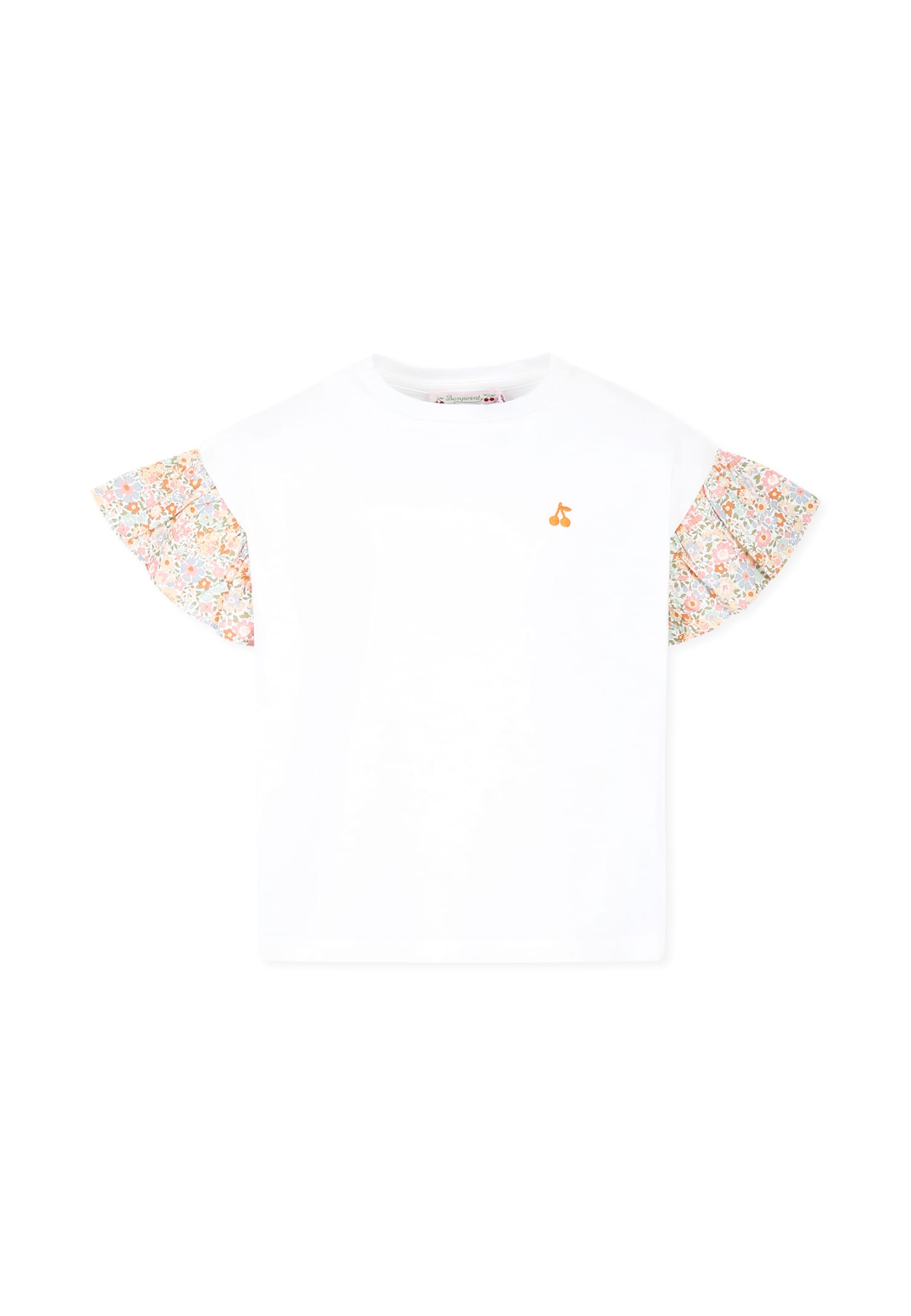 Bonpoint White T-shirt For Girl With Cherries
