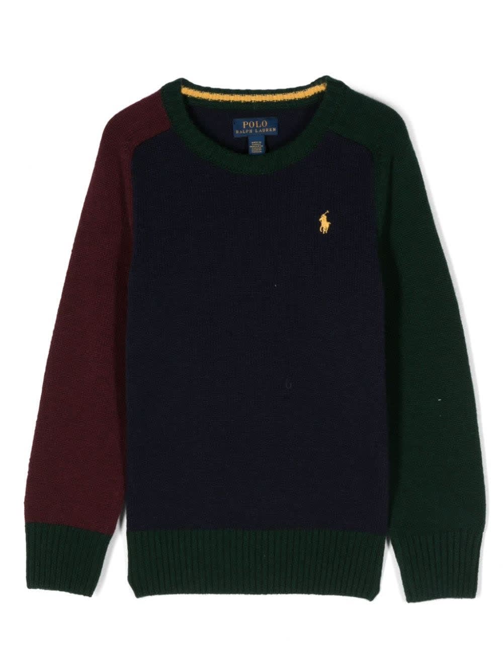 Ralph Lauren Red, Blue And Green Wool And Cashmere Pullover