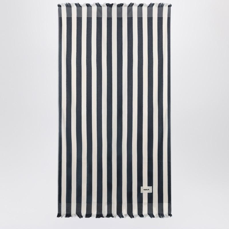 Tekla White And Blue Striped Beach Towel