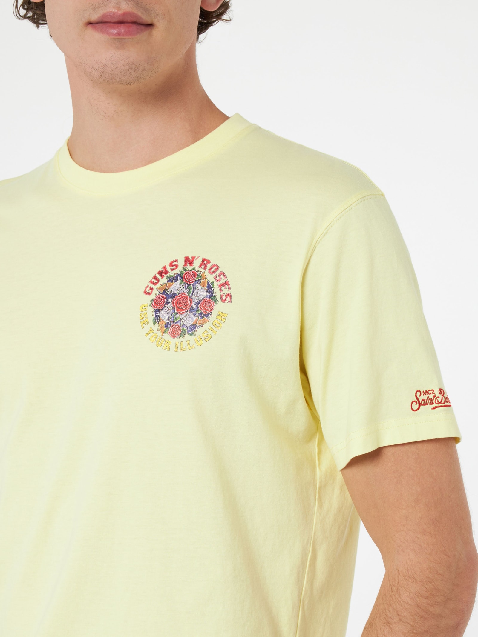 MC2 Saint Barth Man Cotton T-shirt With Guns N Roses Front And Back Placed Print Guns N Roses Special Edition
