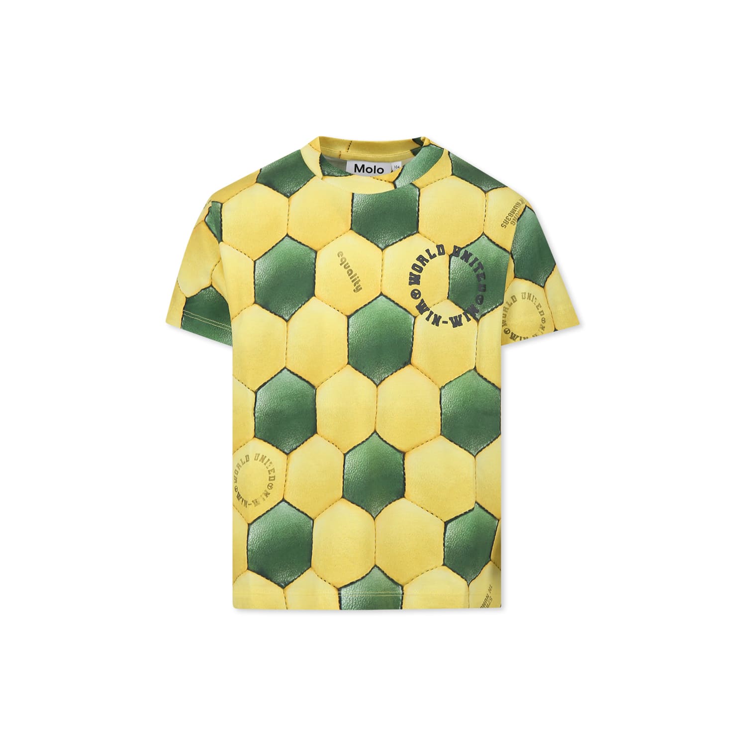 Molo Yellow T-shirt For Boy With Football Print