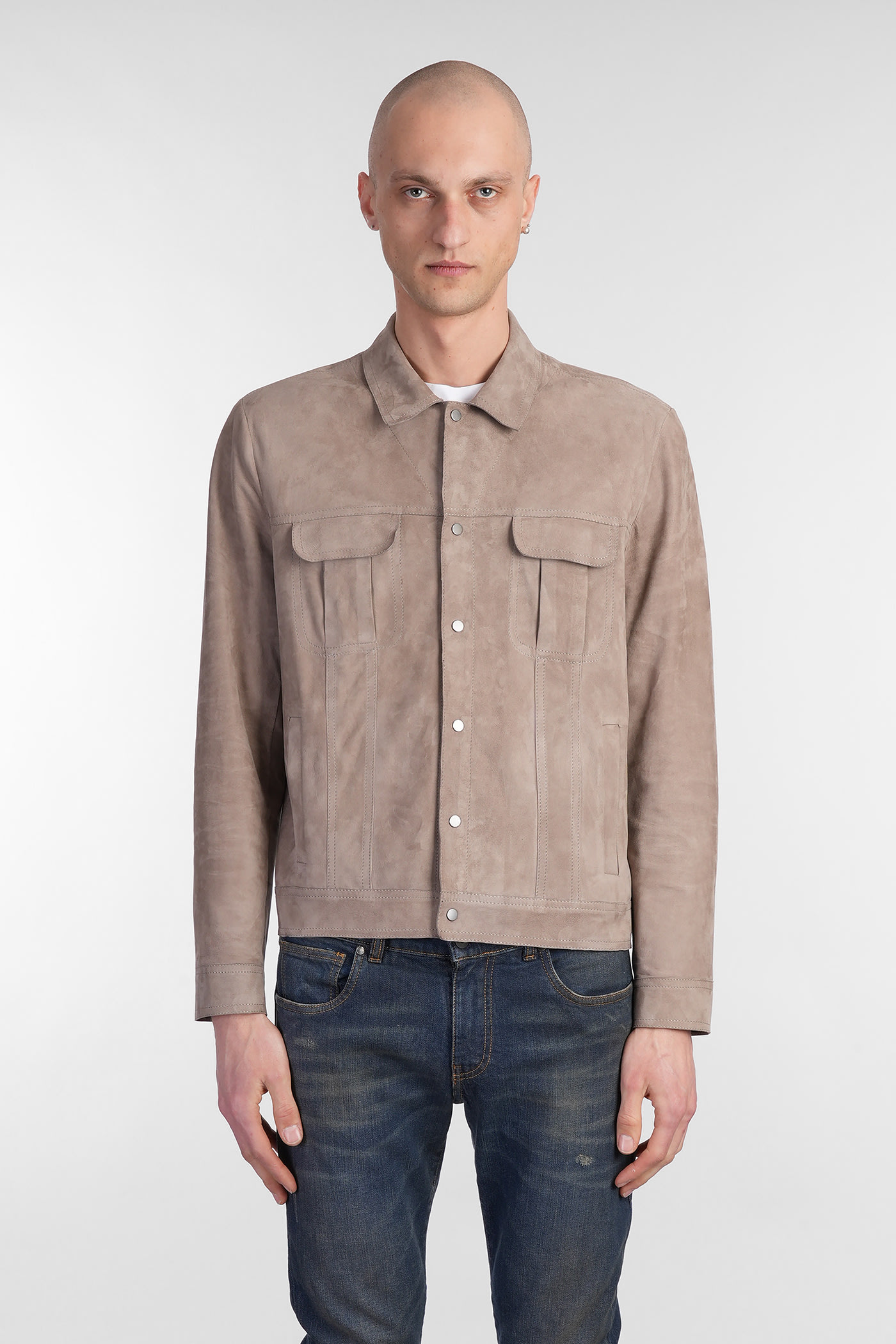 Salvatore Santoro Leather Jacket In Taupe Leather