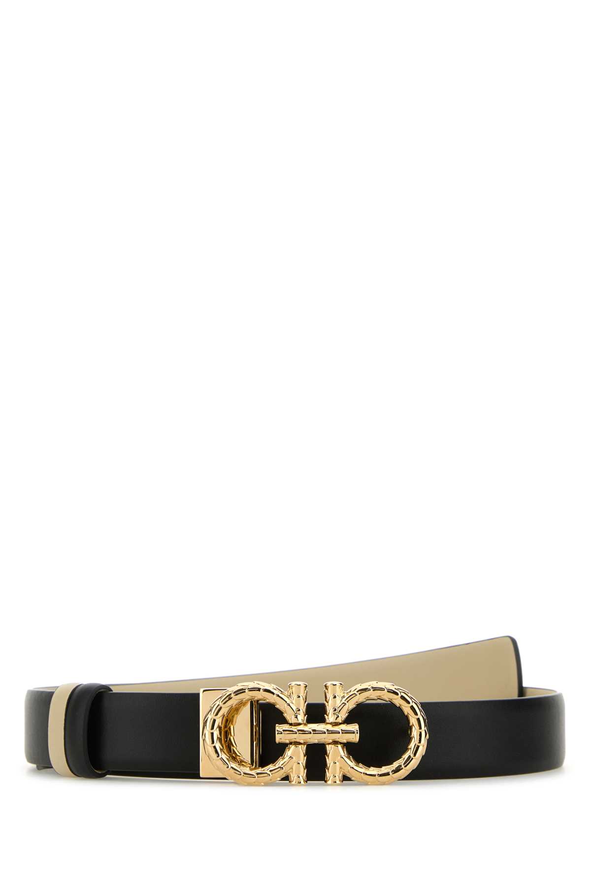Ferragamo Black Leather Reversible Belt