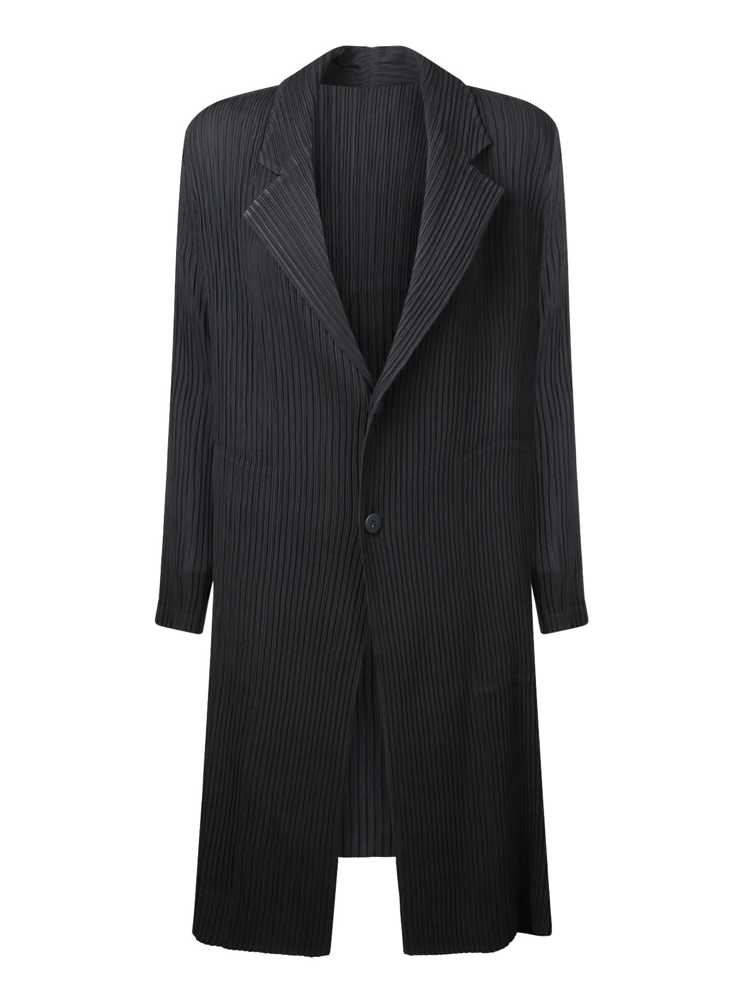 Issey Miyake Black Hatching Pleats Cardigan