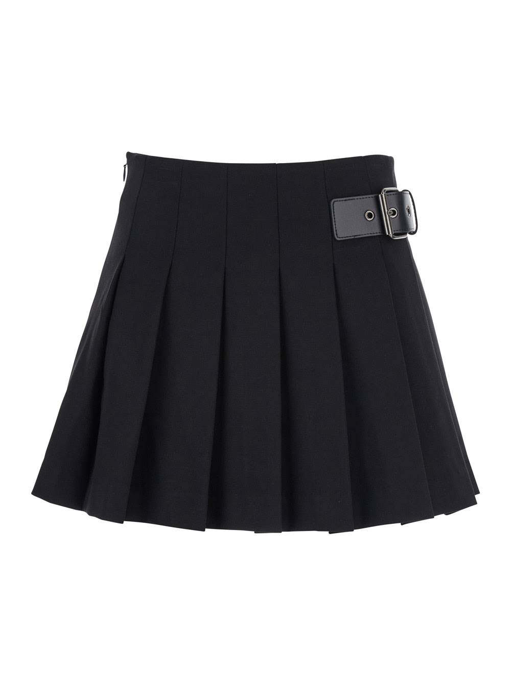 Dunst Black Skirt With Adjustable Side Belt And Pleated Details In Fabric Woman