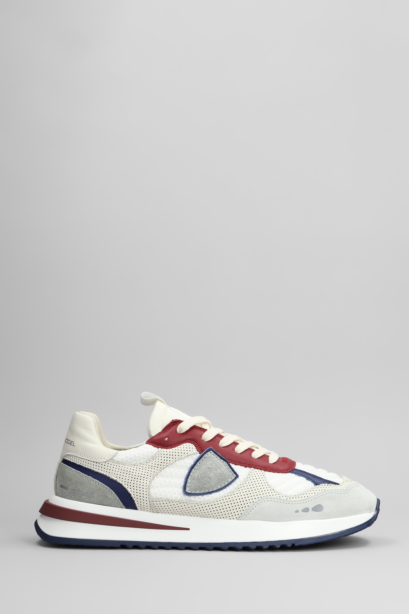 Philippe Model Olympique Low Sneakers In White Suede And Fabric