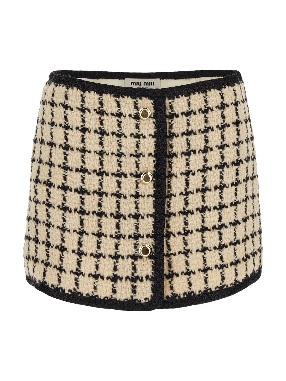 Miu Miu Embroidered Wool Blend Mini Skirt