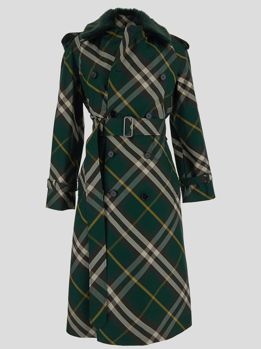 Burberry Check Cotton Trench Coat