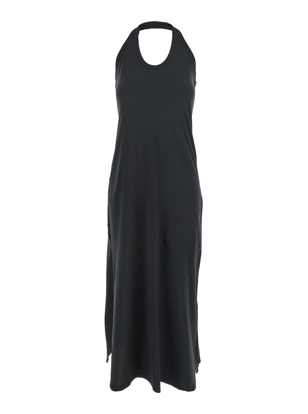 Jucca Black Sleeveless Dress With Halterneck And Straight Hem In Cotton Woman