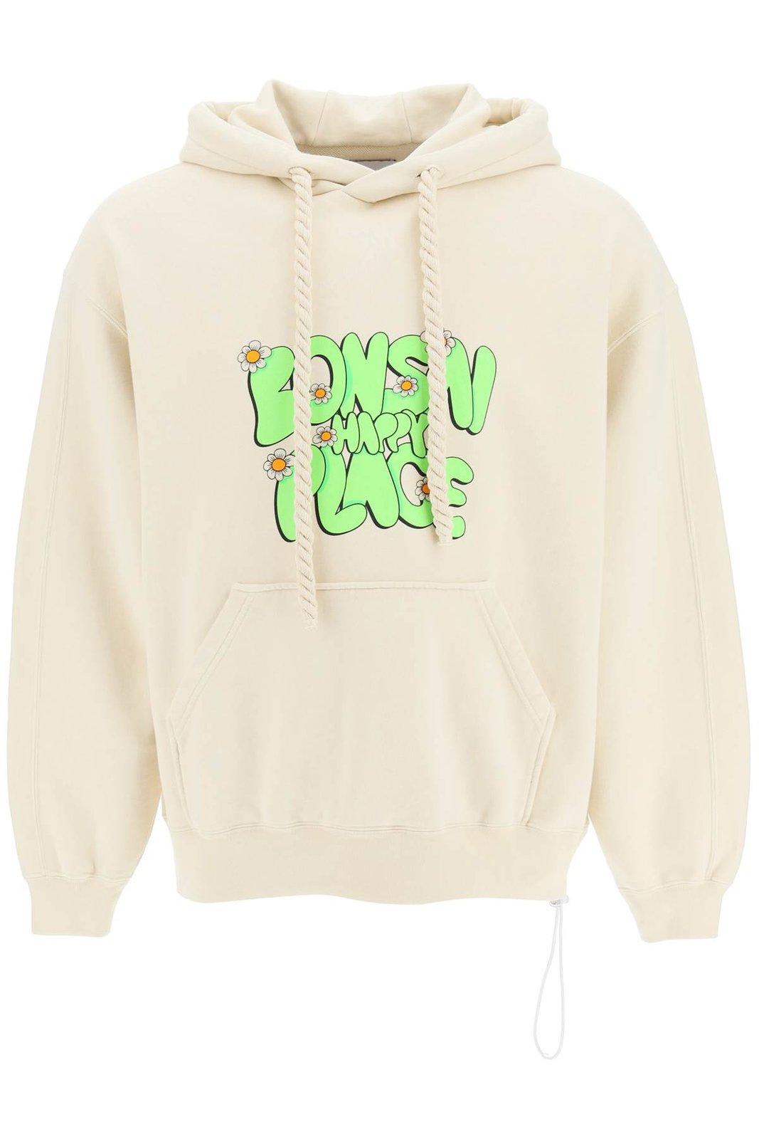 Bonsai Slogan-printed Drawstring Hoodie