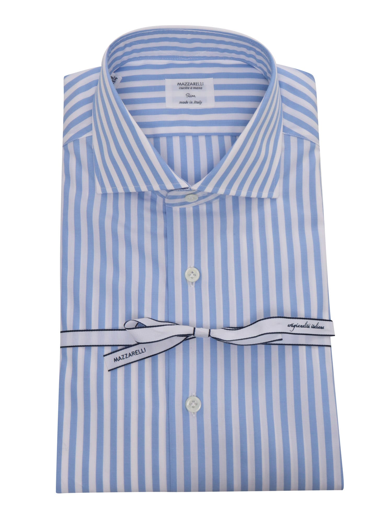 Mazzarelli Light Blue Striped Shirt
