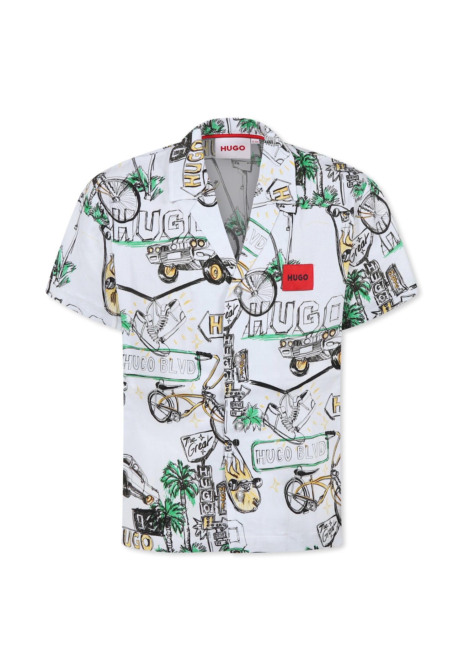 Hugo Boss White Shirt For Boy With Logo And Print