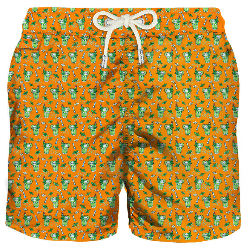 MC2 Saint Barth Man Light Fabric Swim Shorts With Mojito Print
