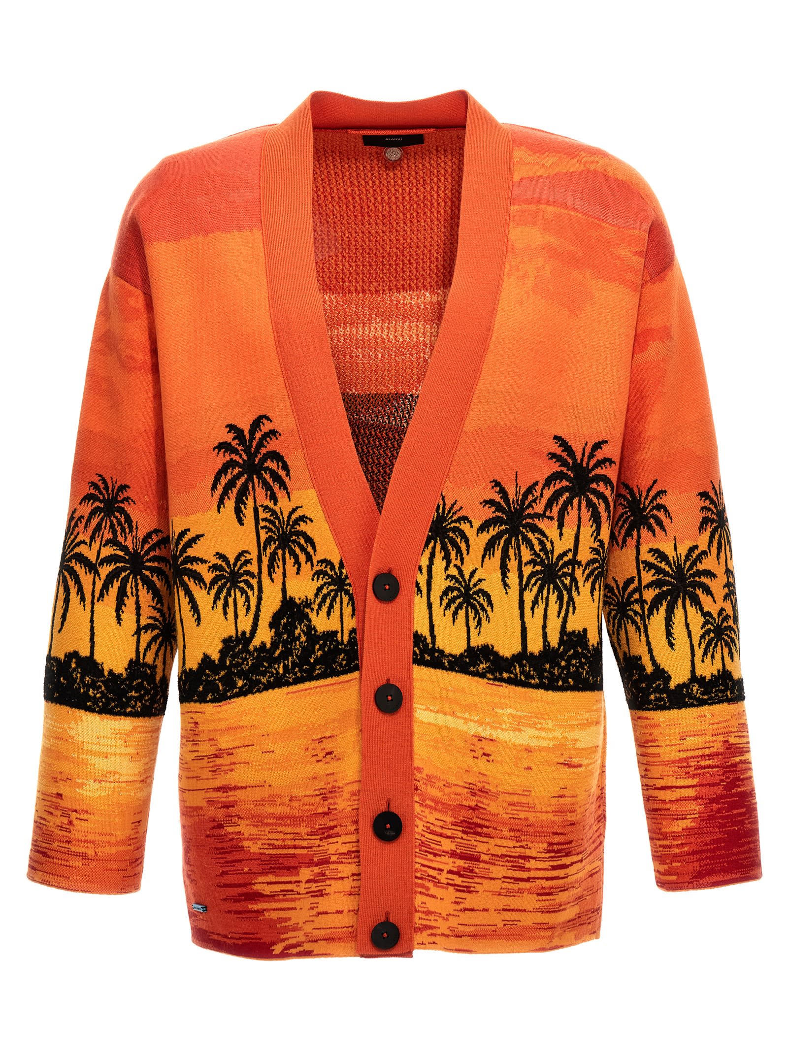 Alanui Kerala Sunset Drop Shoulder Intarsia Knit Cardigan