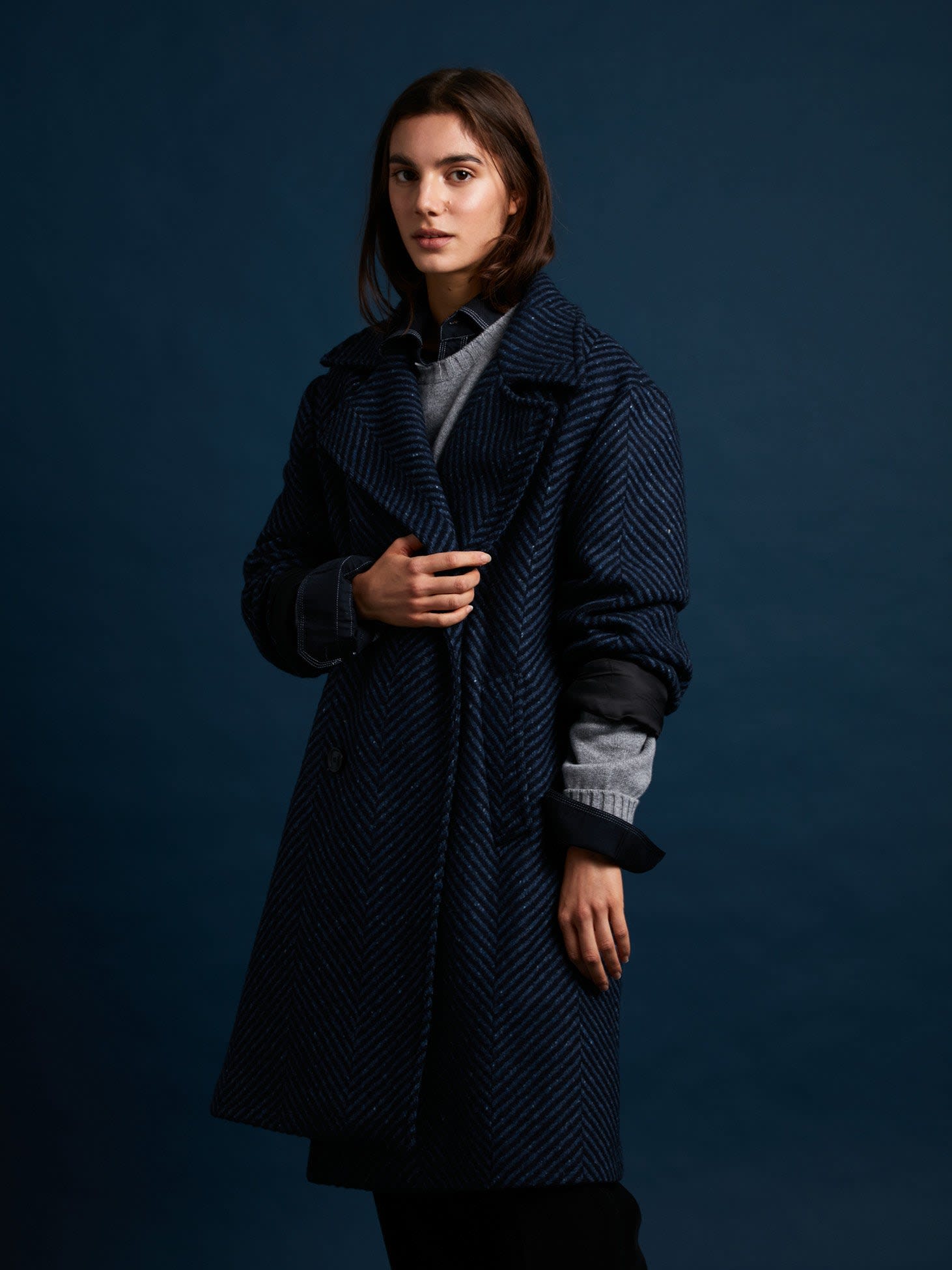 doppiaa Aalbany Virgin Wool Herringbone Coat