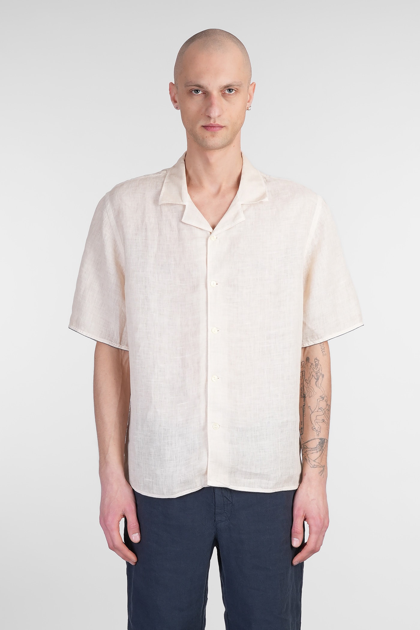 120% Lino Shirt In Beige Linen
