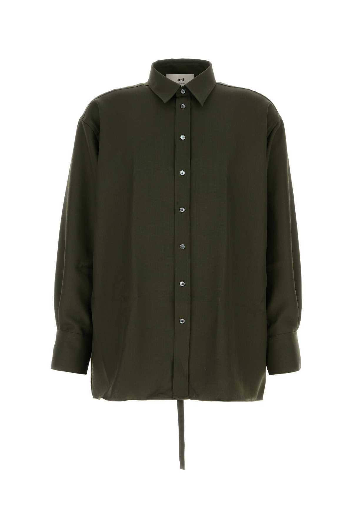 Ami Alexandre Mattiussi Olive Green Wool Oversize Shirt