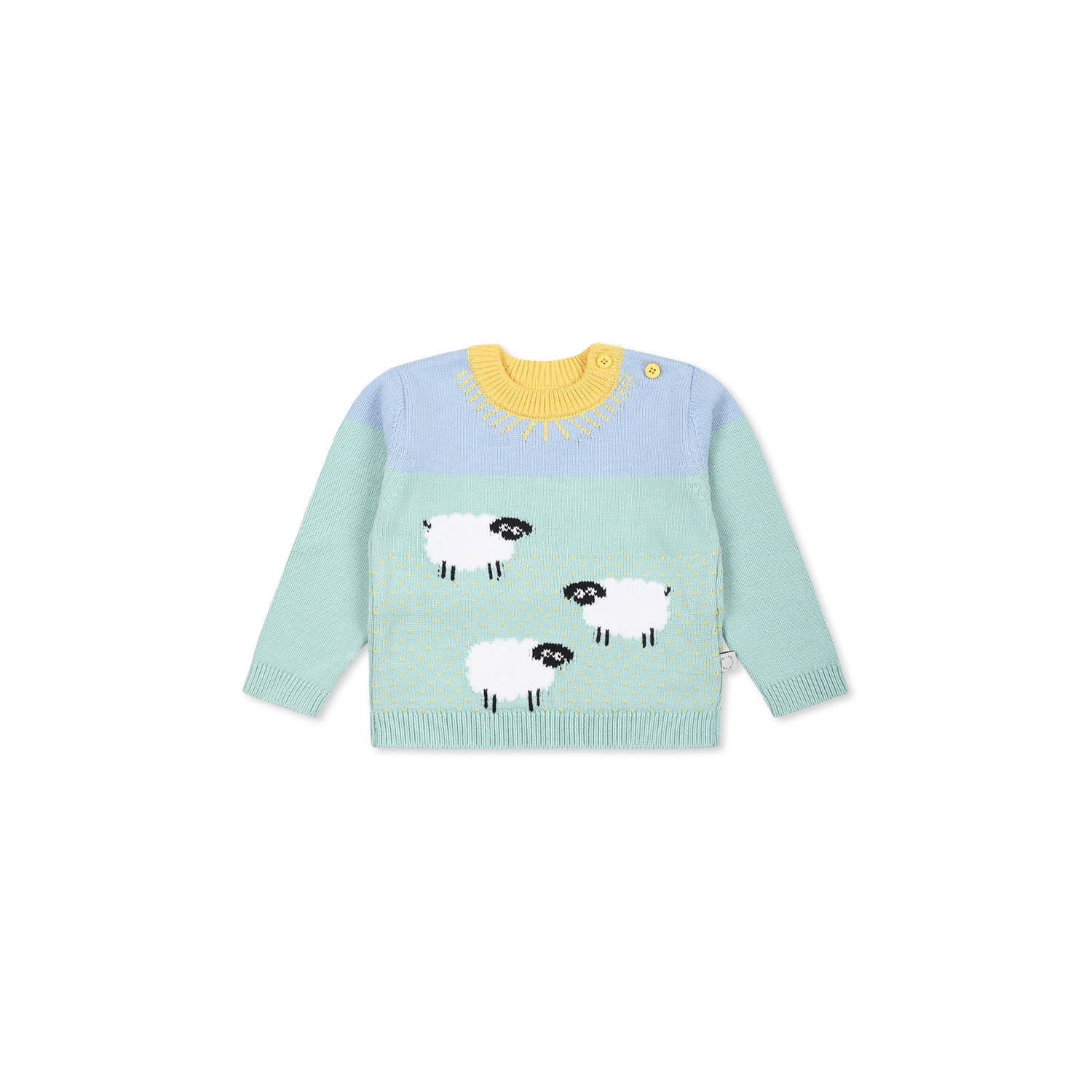 Stella McCartney Kids Green Sweater For Baby Boy With Sheep