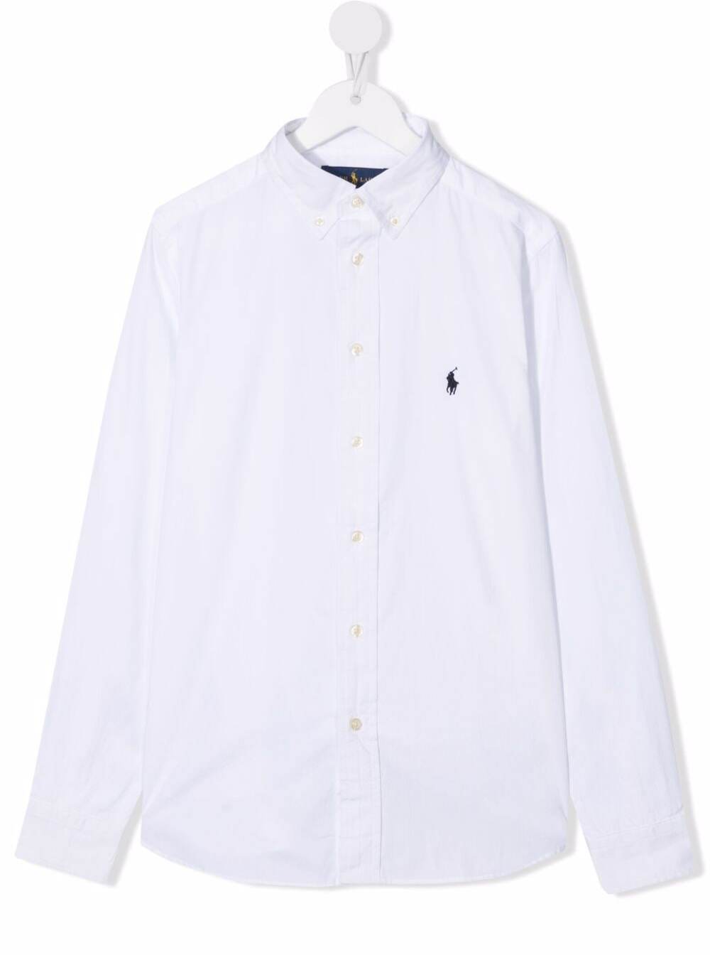 Polo Ralph Lauren White Long Sleeve Shirt With Logo Embroidery In Cotton Boy