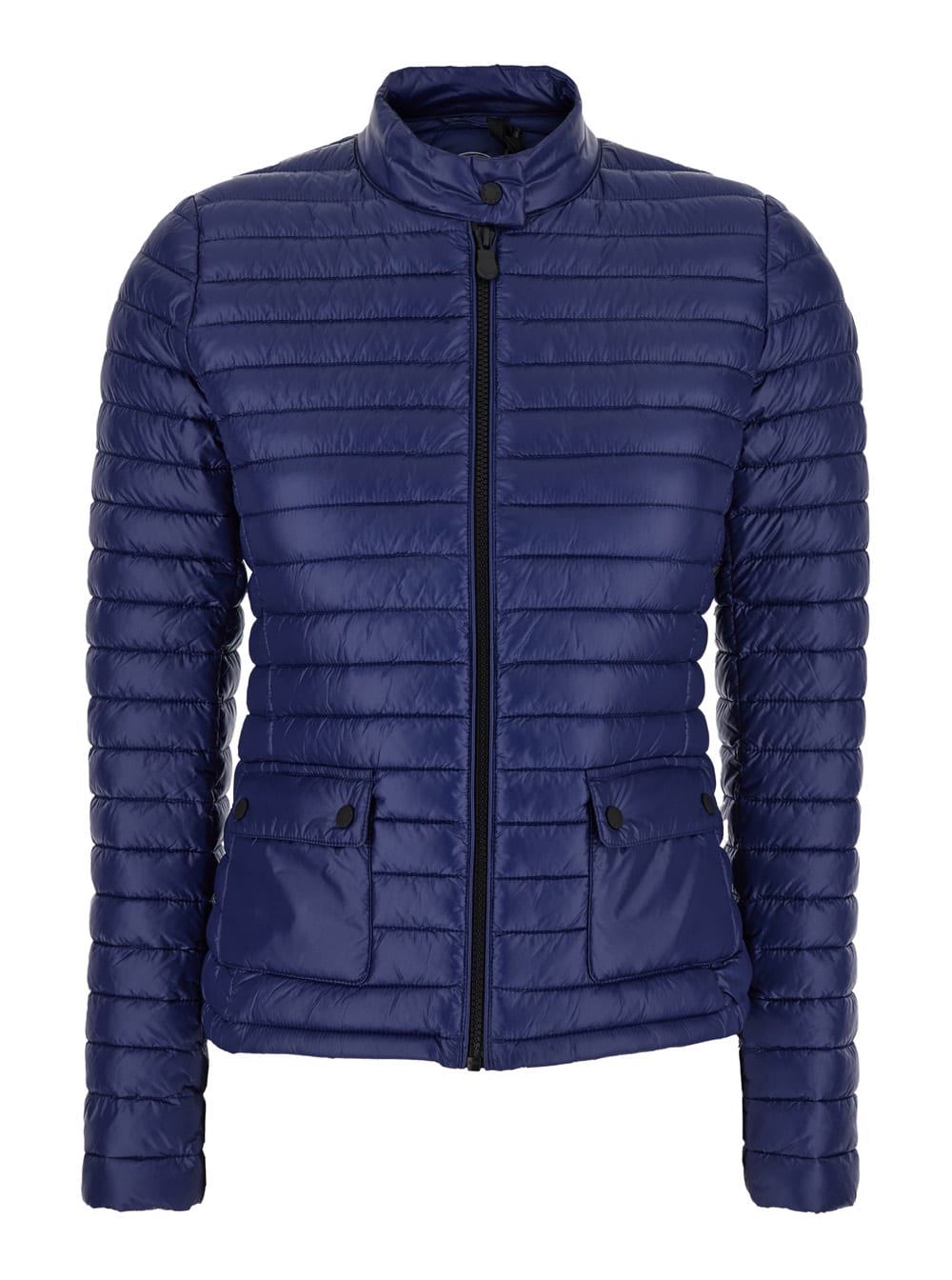 Save the Duck twinkle Blue Down Jacket With High Neck And Logo Patch On The Sleeve In Tech Fabric Woman