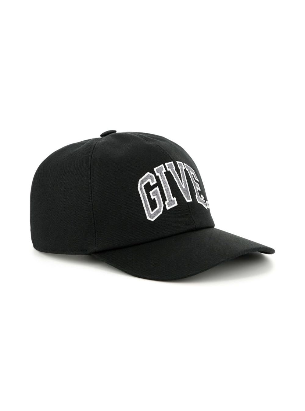 Givenchy Black Baseball Cap With Maxi Logo Lettering On The Front In Cotton Boy