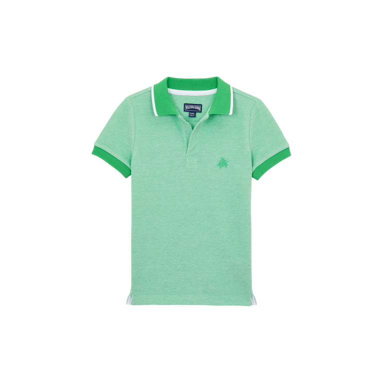 Vilebrequin Boys Changing Color Cotton Pique Polo - Pantin - Green - Size 14