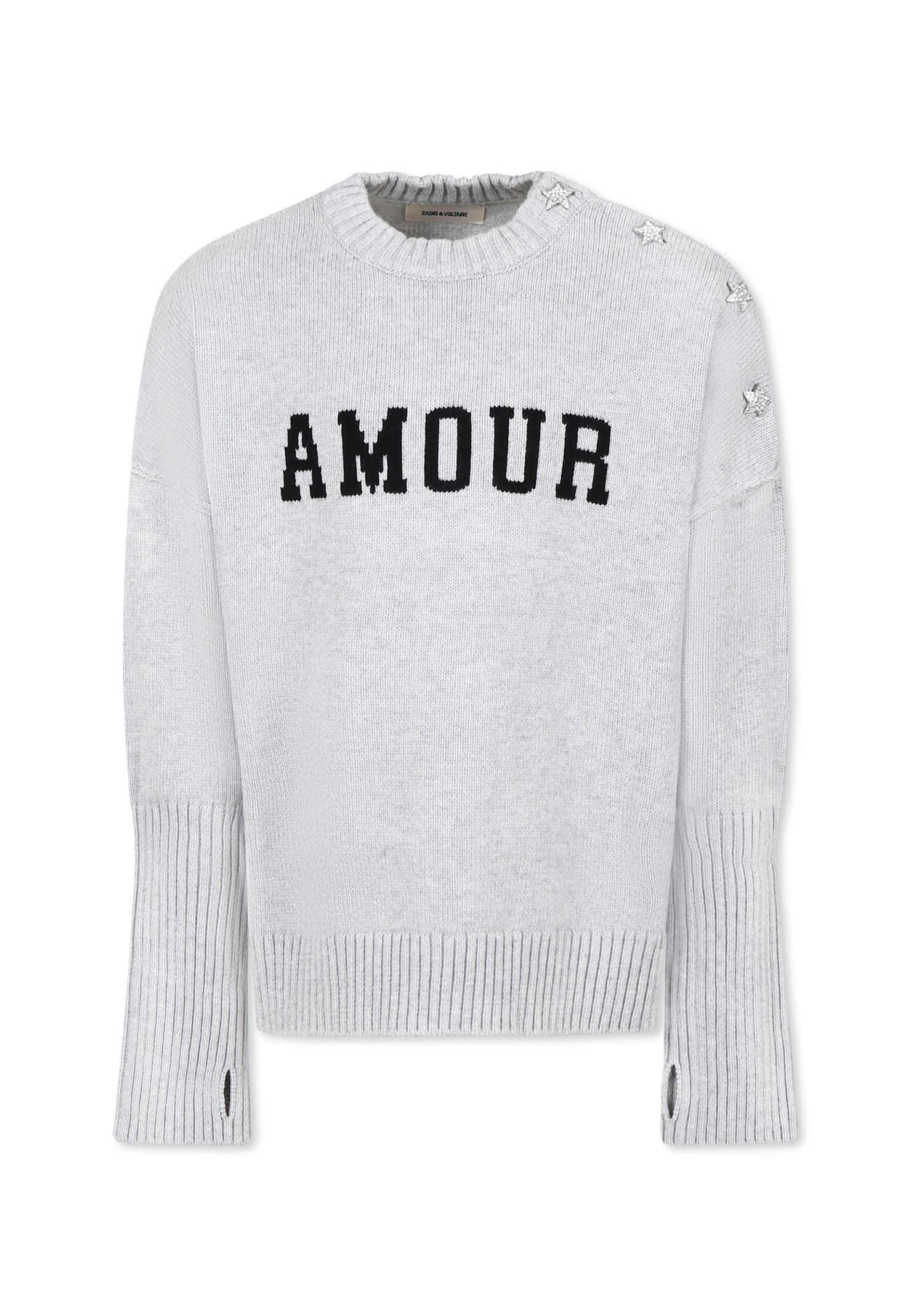 Zadig & Voltaire Grey Sweater For Girl With Writing