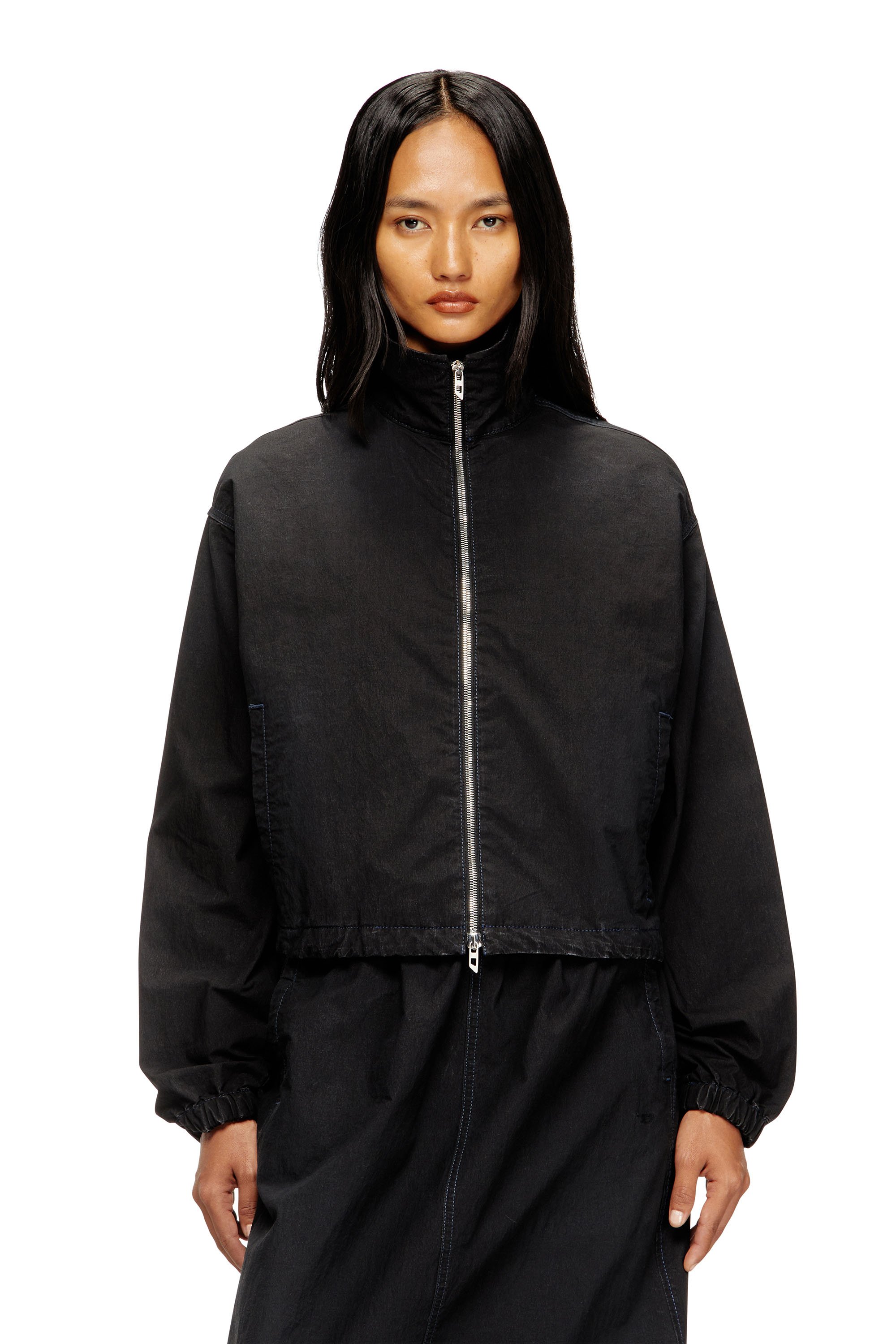 Diesel - High-neck technical Jogg Jeans jacket - Denim Jackets - Woman - Black