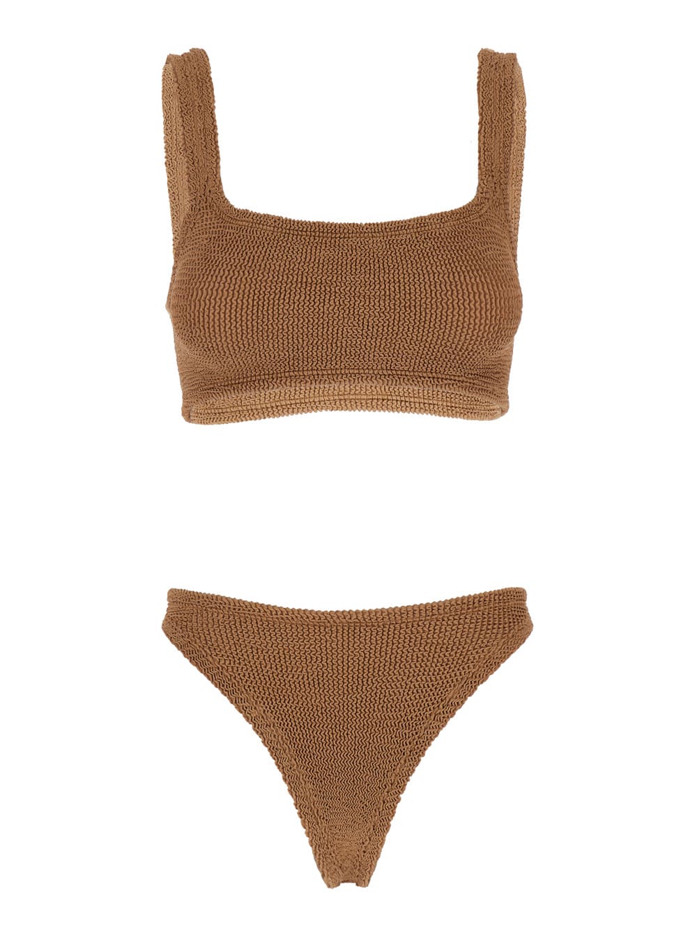 Hunza G xandra Brown Bikini With Fixed Straps In Ribbed Stretch Polyamide Woman