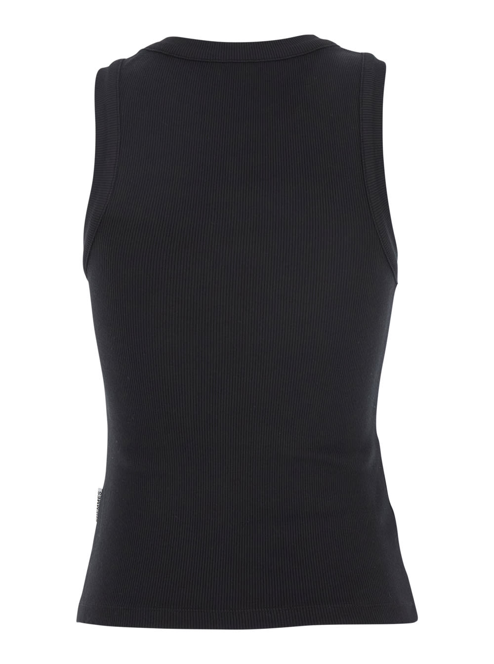 Des Phemmes Black Sleeveless Top With Round Neck And Front Crystal Embellishments In Cotton Stretch Woman