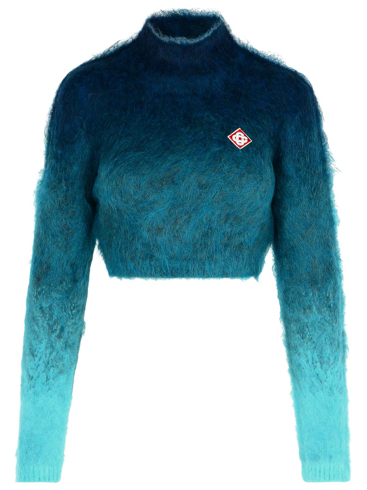 Casablanca Navy Mohair Blend Turtleneck Sweater