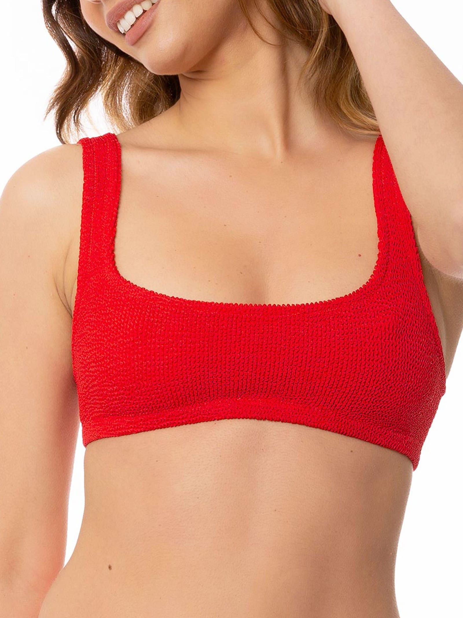 MC2 Saint Barth Woman Red Crinkle Bralette Top Swimsuit