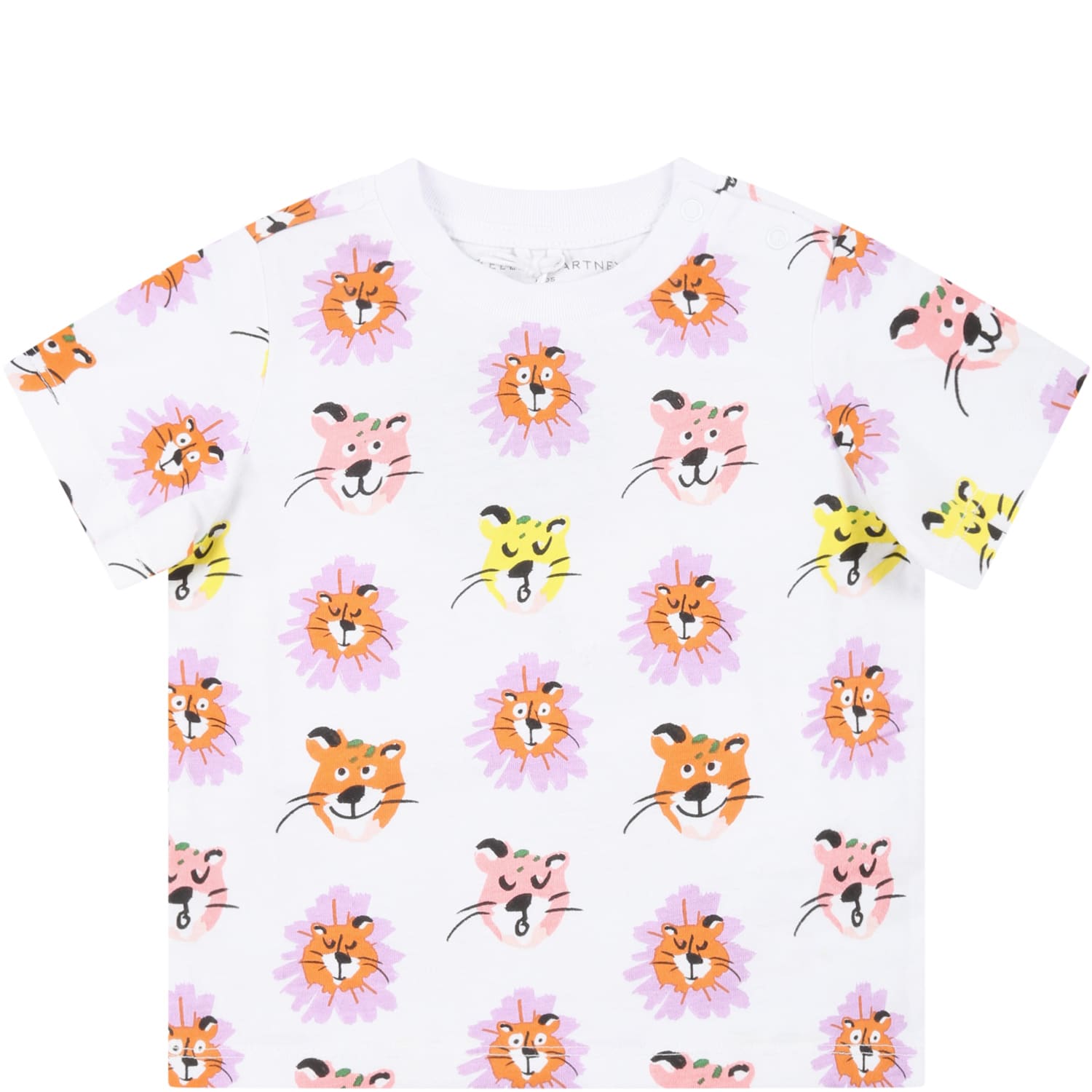 Stella McCartney Kids White T-shirt For Baby Girl With Animals