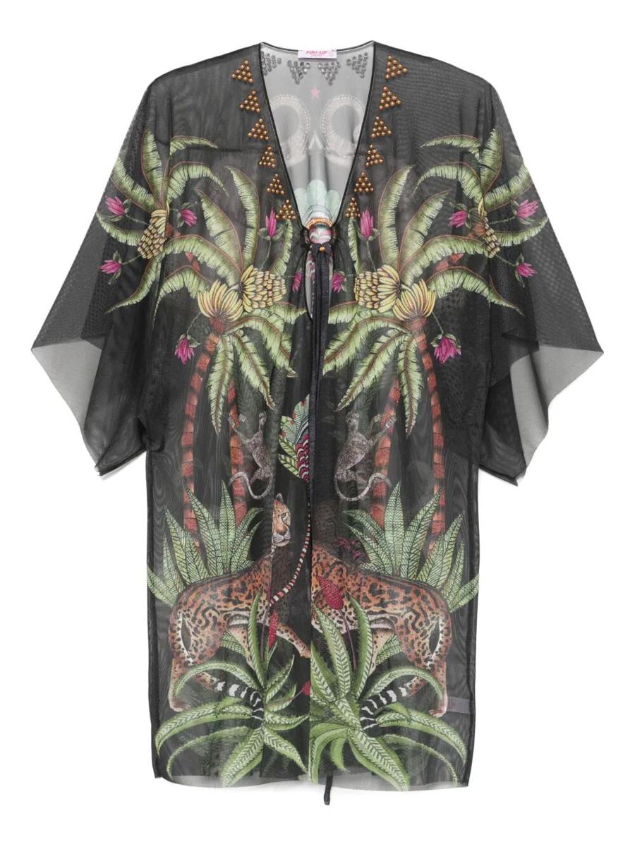 Pin Up Stars Safari-Print Tulle Poncho Dress Clothing