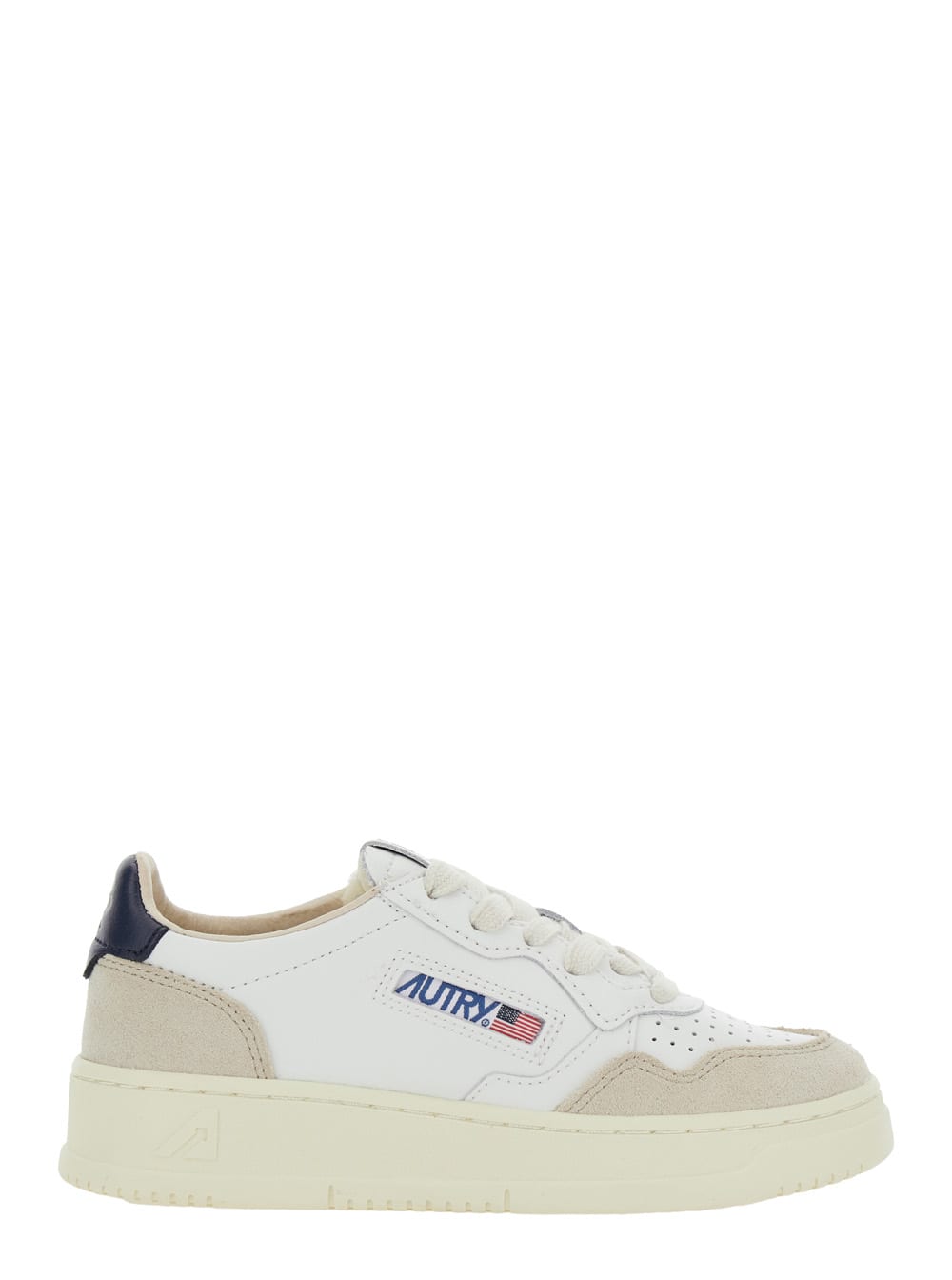 Autry medalist White Low Top Sneakers With Logo Patch On The Side And Perforated Panels In Leather Boy