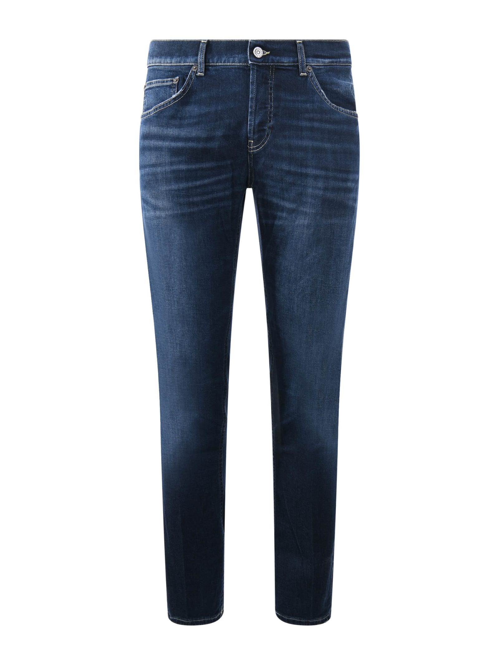 Dondup Mius Slim Fit Jeans In Dark Blue Stretch Denim