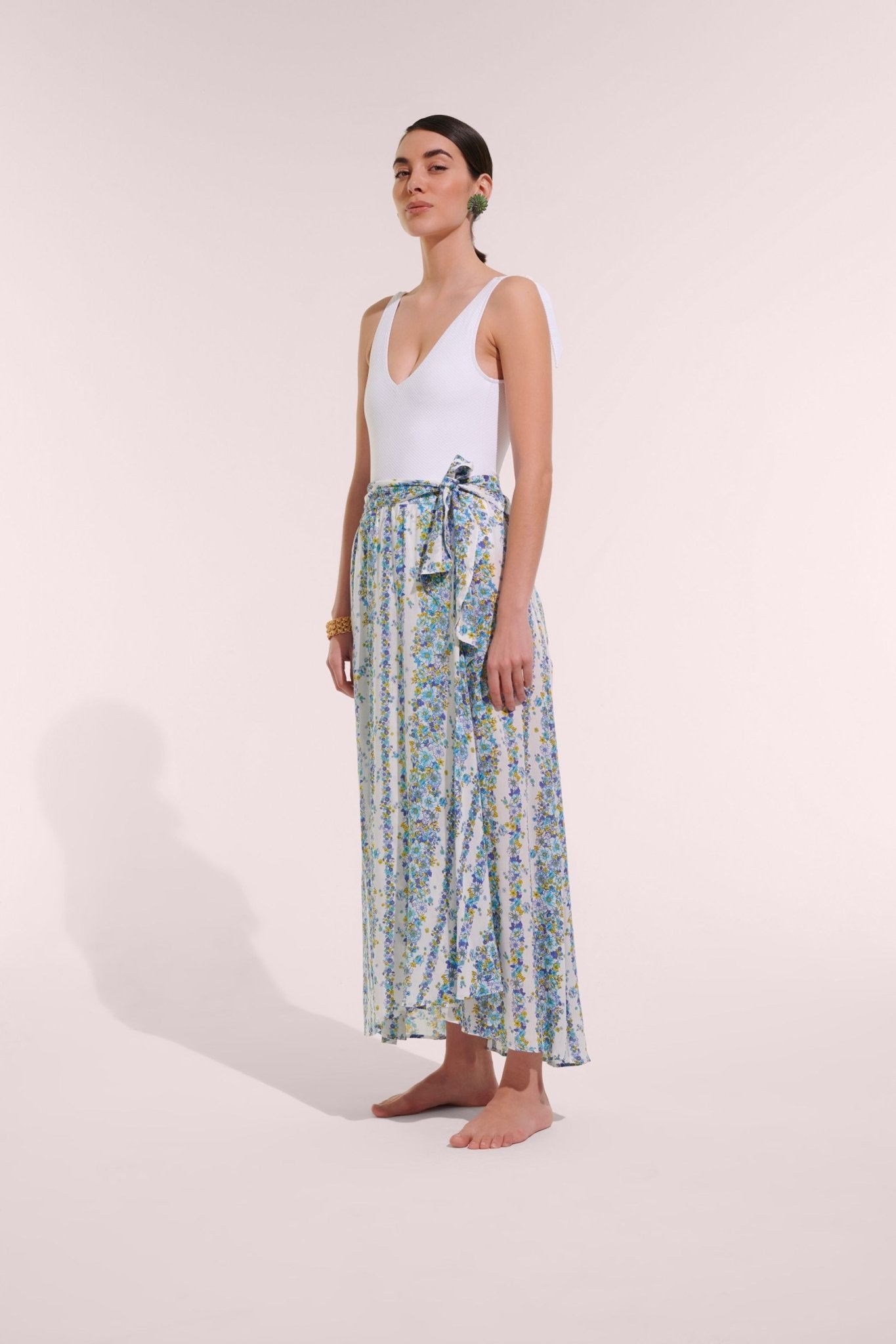 Long Skirt Bilitis - Blue Waves Flowers