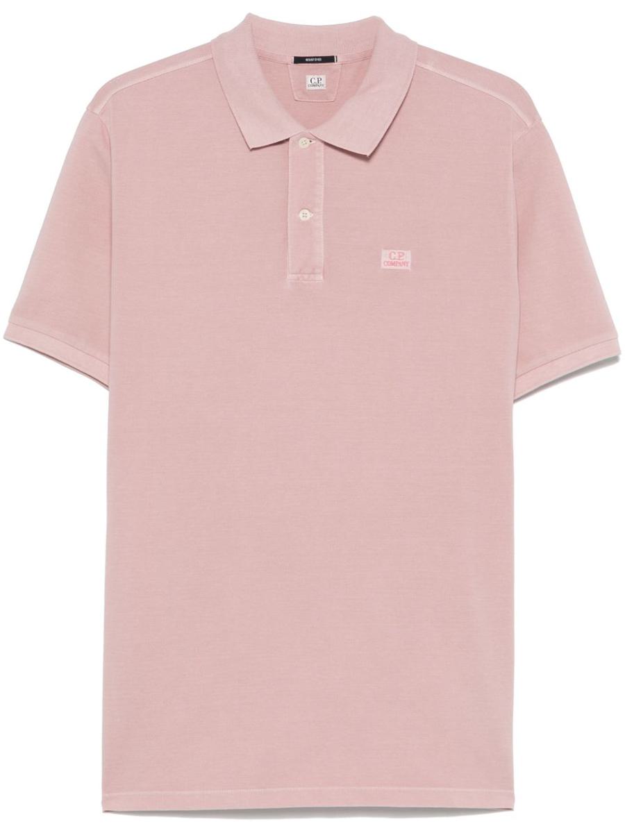 C. P. Company Pink Polo In Cotton With Embroidered Logo