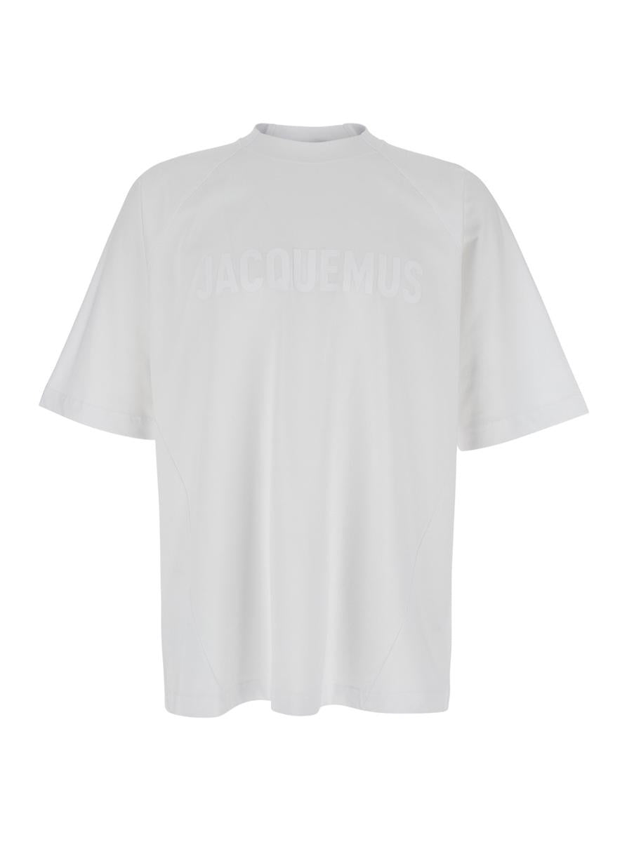 White T-Shirt With Tone-On-Tone Logo Printed On The Front In Cotton Man