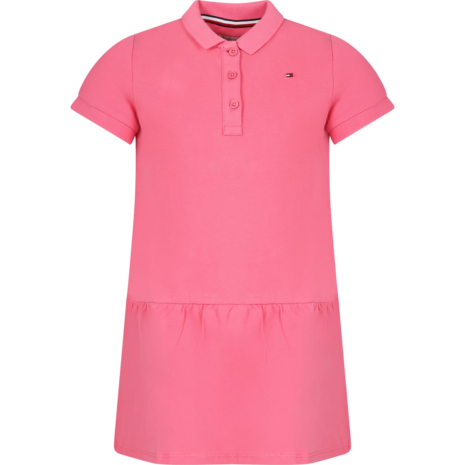 Tommy Hilfiger Fuchsia Dress For Girl With Embroidery