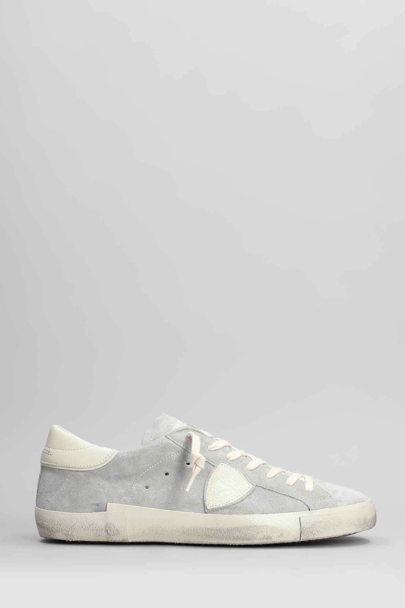 Philippe Model Prsx Low Sneakers In Grey Suede