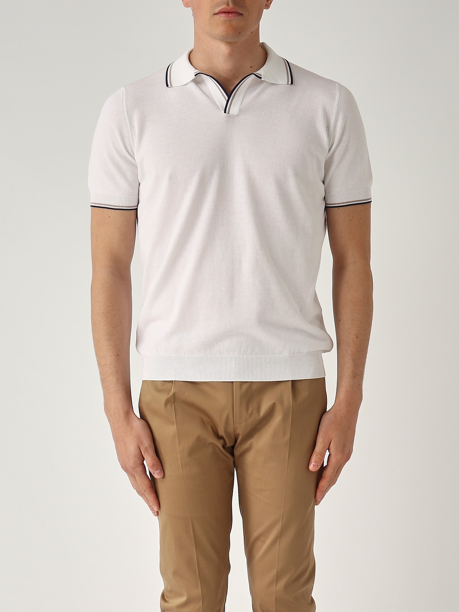 Gran Sasso Skipper M/c Bicollar Con Balza In Fresh Cotton Polo