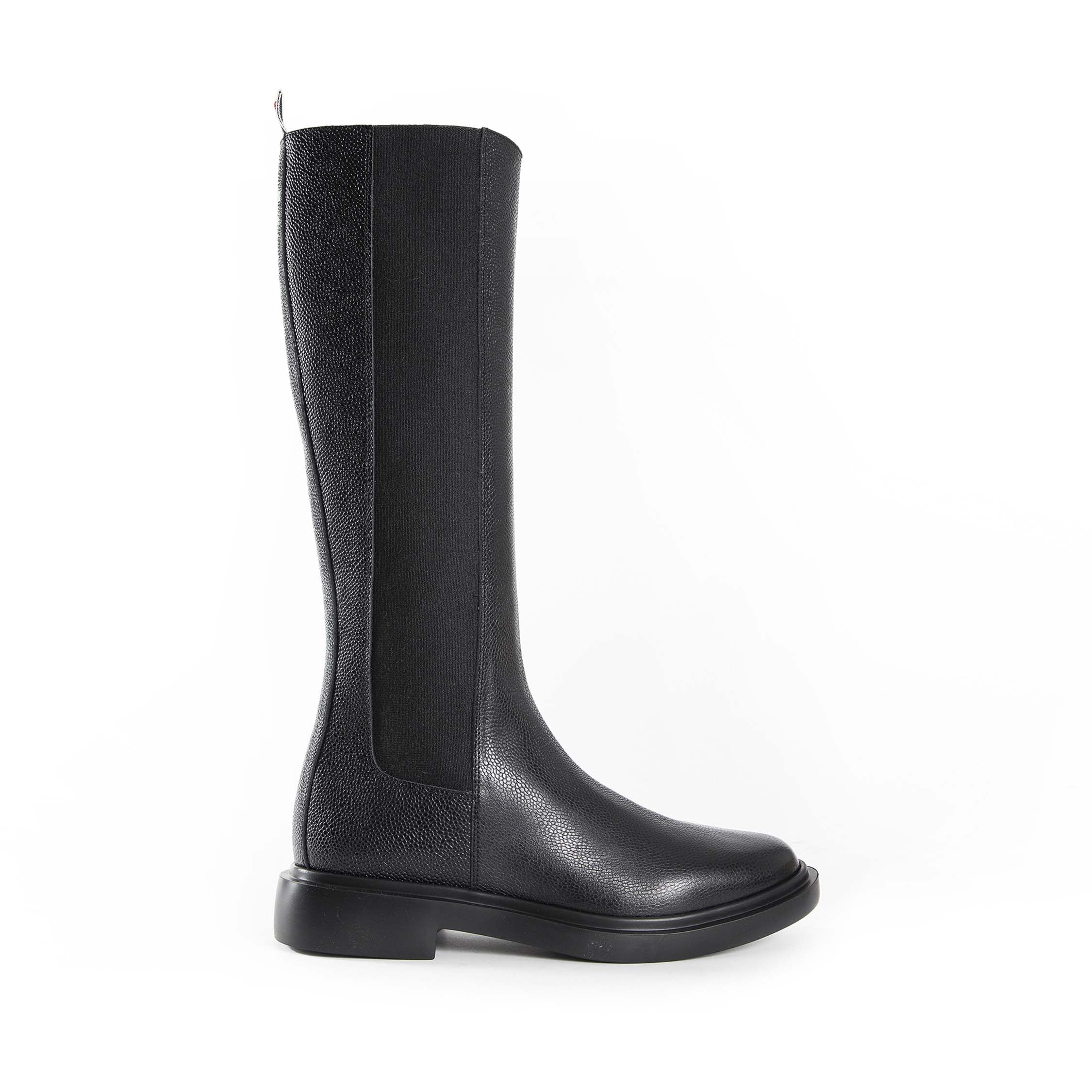 Pebble Grain 4-Bar Knee High Chelsea Boots