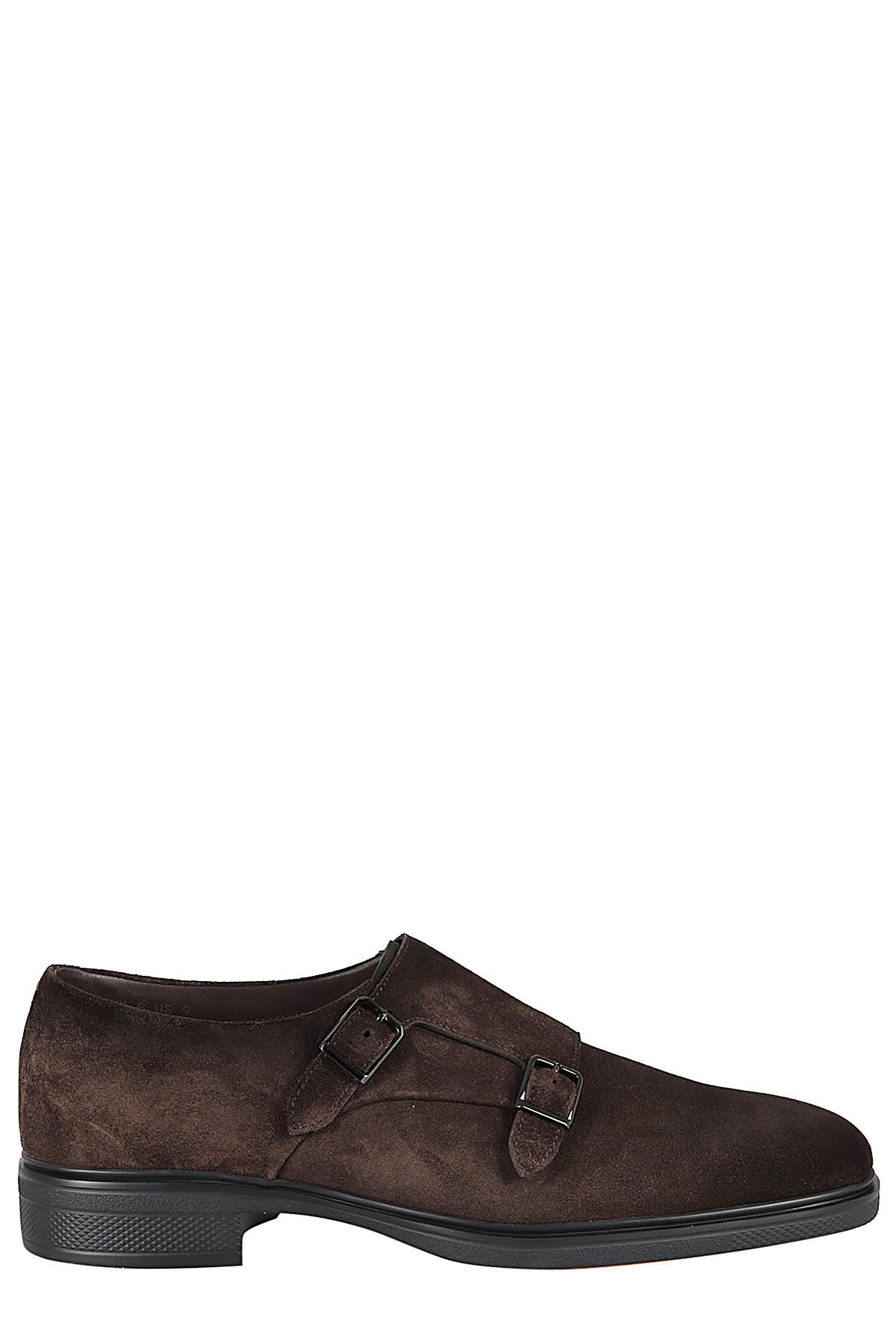 Santoni Brown Calf Suede Monk Shoes