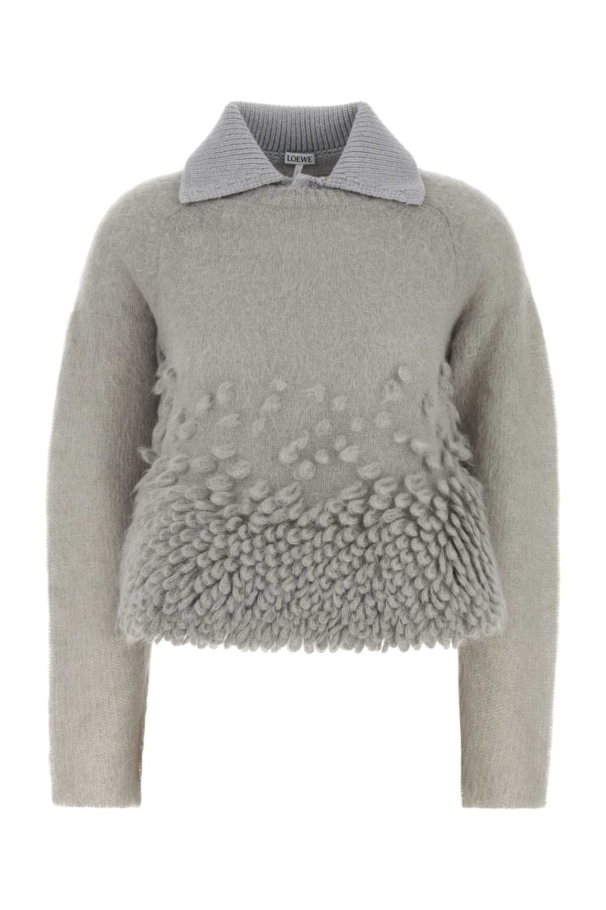 Loewe Grey Mohair Blend Polo Shirt