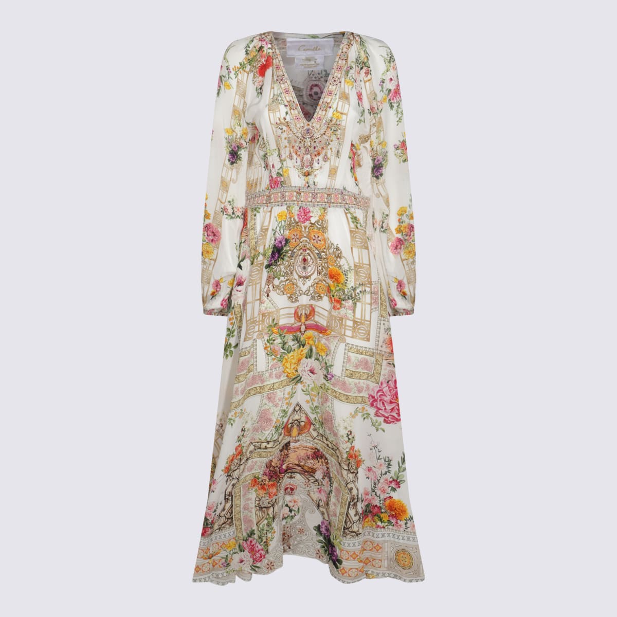 Camilla White And Pink Silk Dress