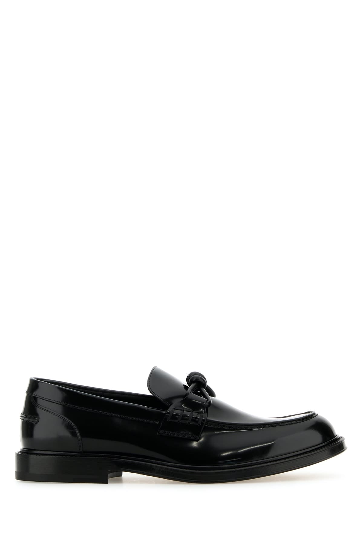 Bottega Veneta Black Leather Tie Loafers