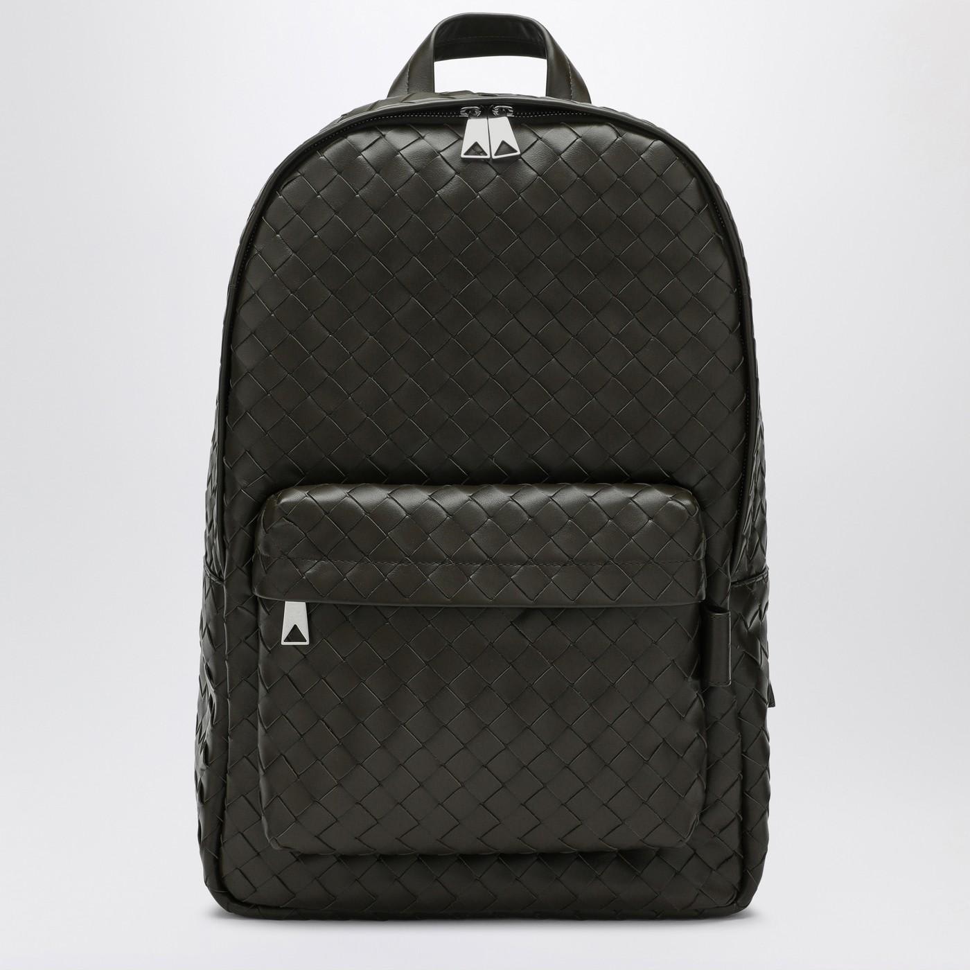 Bottega Veneta Medium Khaki Backpack In Intrecciato
