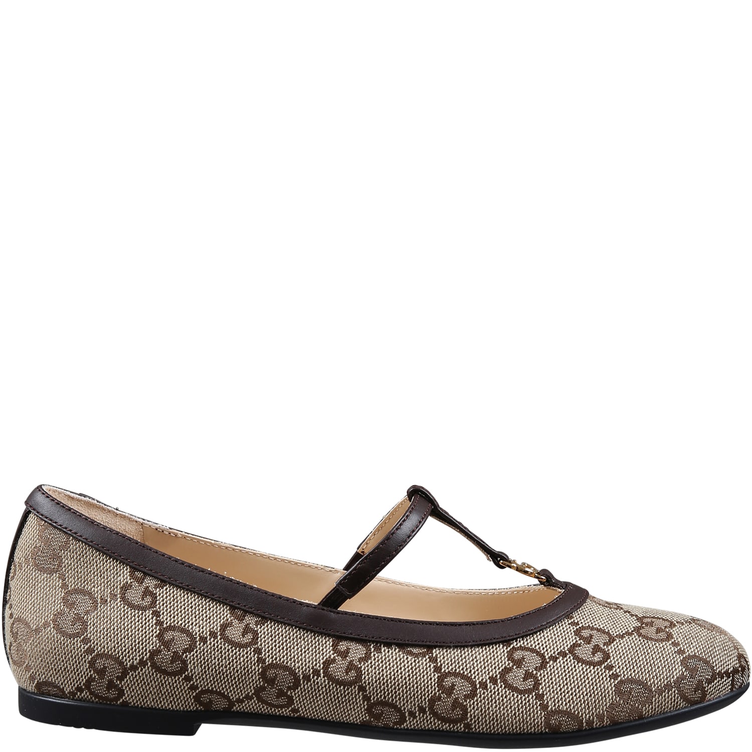 Gucci Brown Ballet Flats For Girl With Gg