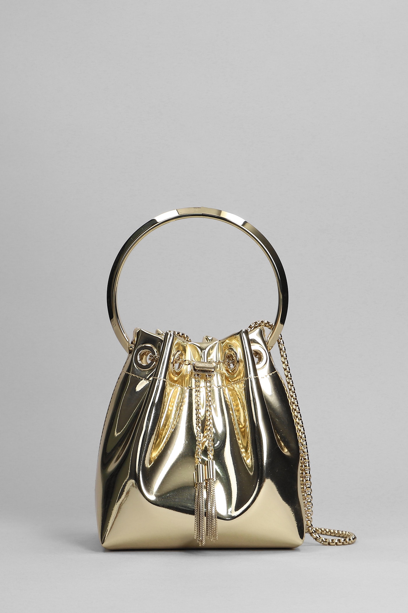 Jimmy Choo Bon Bon Hand Bag In Gold Leather